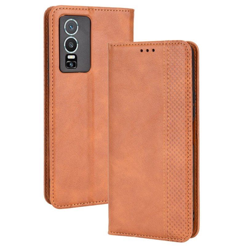 Etui Na Telefon do Vivo Y76 5G Etui Folio Stylizowany Skórzany Styl