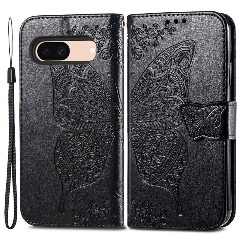 Etui Folio Google Pixel 8a Barokowy Motyl Z Paskiem