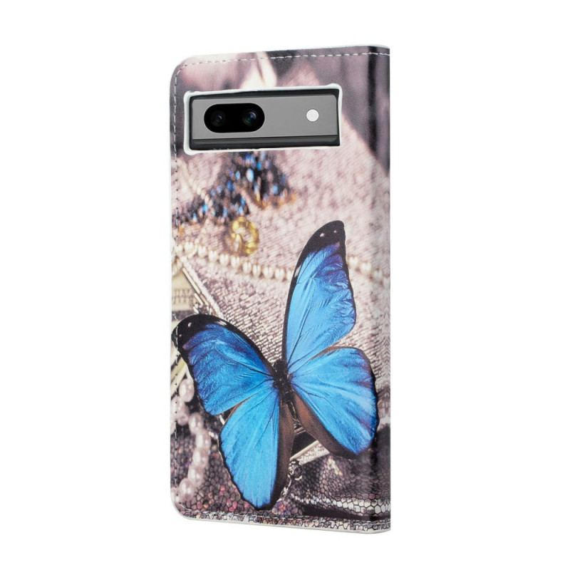 Etui Folio Google Pixel 8a Niebieski Motyl Etui Ochronne