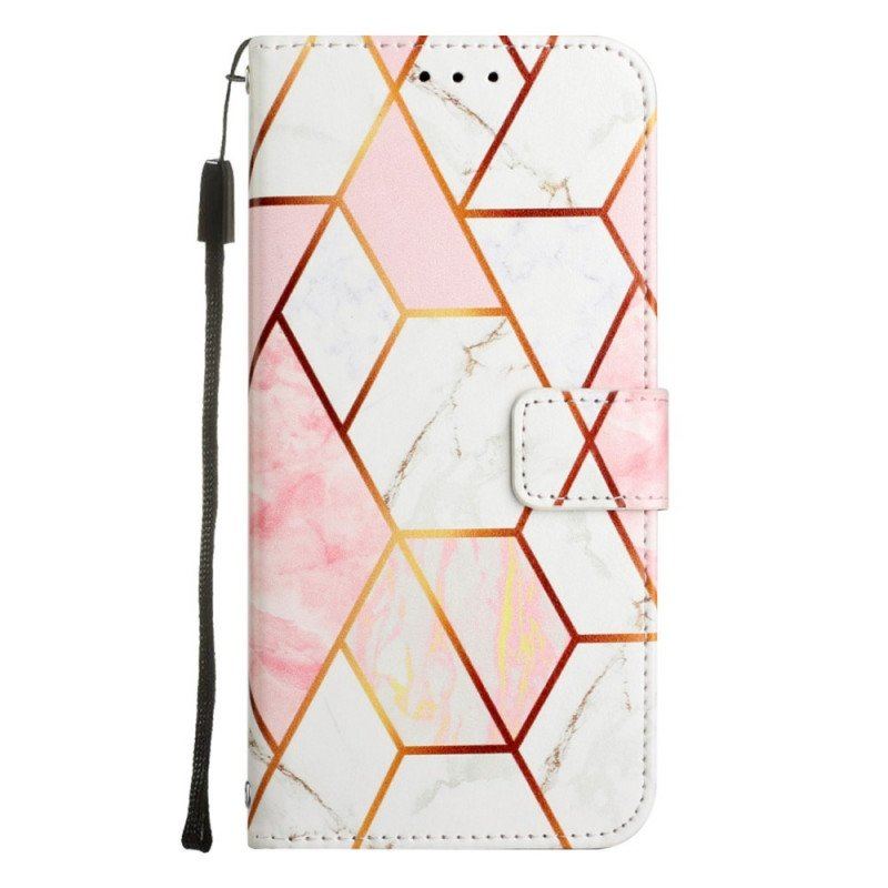 Etui Folio do OnePlus Nord CE 2 5G z Łańcuch Pasek Marmuru