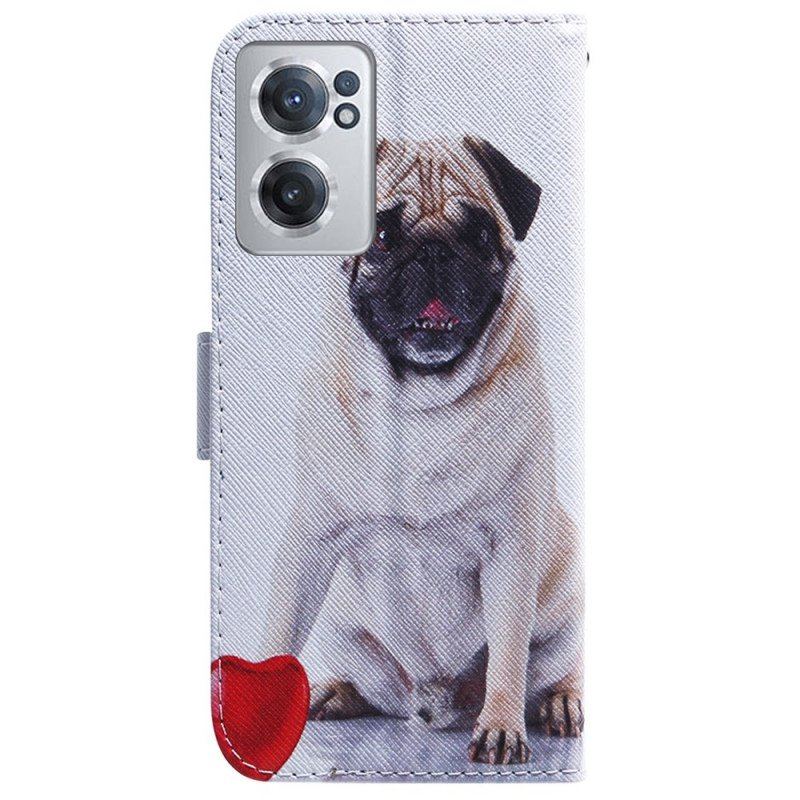 Etui Folio do OnePlus Nord CE 2 5G Zmiękczony Mops