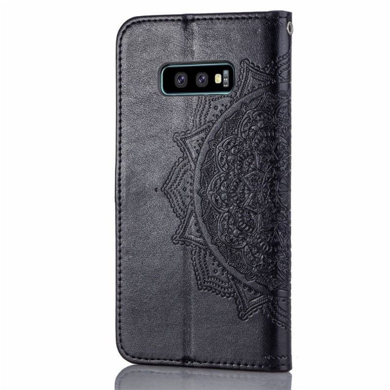 Skórzany Futerał do Samsung Galaxy S10e Anti-fall Mandala Relief Faux Leather