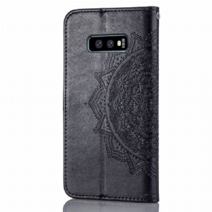 Skórzany Futerał do Samsung Galaxy S10e Anti-fall Mandala Relief Faux Leather