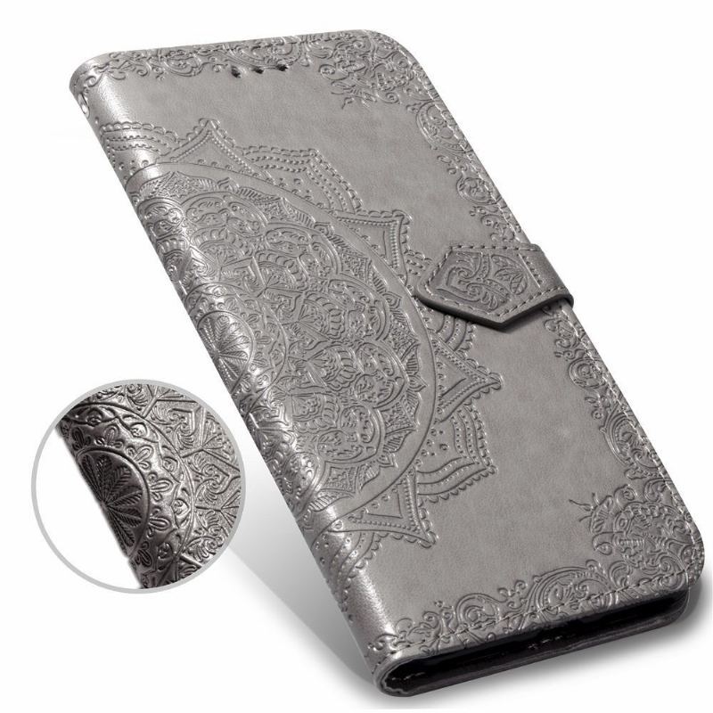 Skórzany Futerał do Samsung Galaxy S10e Anti-fall Mandala Relief Faux Leather