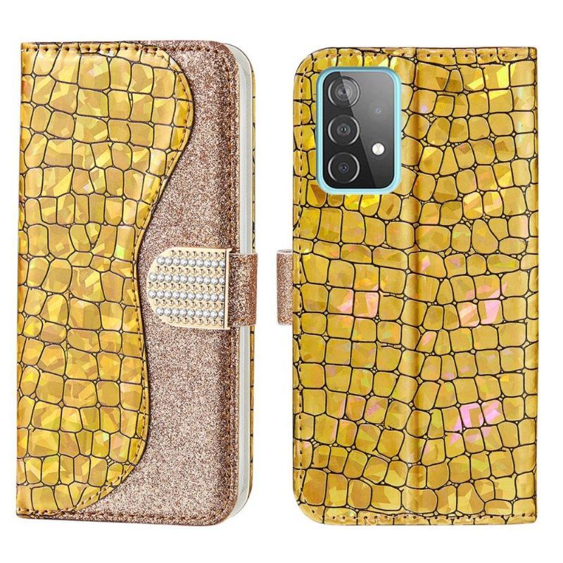 Etui Folio do Samsung Galaxy A52 5G / A52 4G / A52s 5G Classic Luksusowe Cekiny Z Efektem Krokodyla