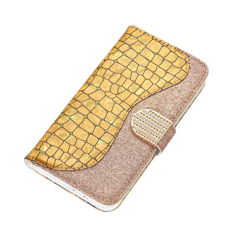 Etui Folio do Samsung Galaxy A52 5G / A52 4G / A52s 5G Classic Luksusowe Cekiny Z Efektem Krokodyla