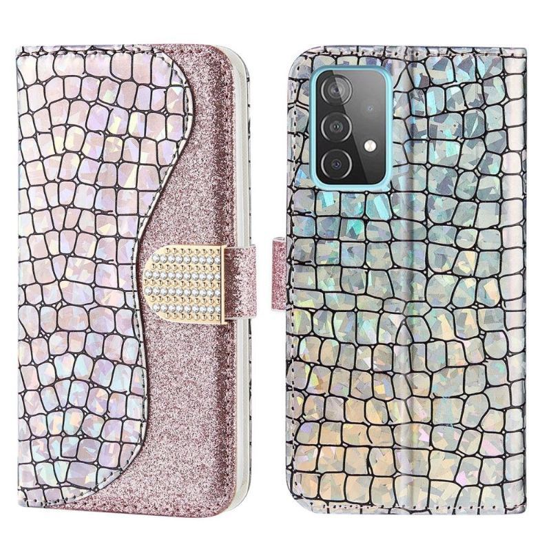 Etui Folio do Samsung Galaxy A52 5G / A52 4G / A52s 5G Classic Luksusowe Cekiny Z Efektem Krokodyla