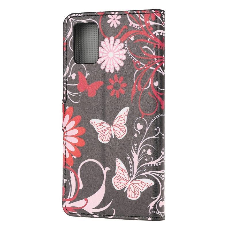 Etui Folio do Samsung Galaxy A52 5G / A52 4G / A52s 5G Obrzeża Motyle I Kwiaty