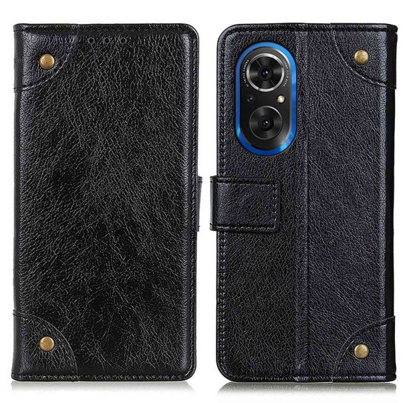 Etui Folio do Honor 50 SE Nity W Stylu Vintage Ze Skóry Nappa