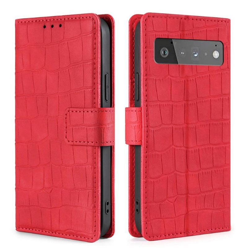 Skórzany Futerał do Google Pixel 6 Pro Anti-fall Anafaux Crocodile Leather