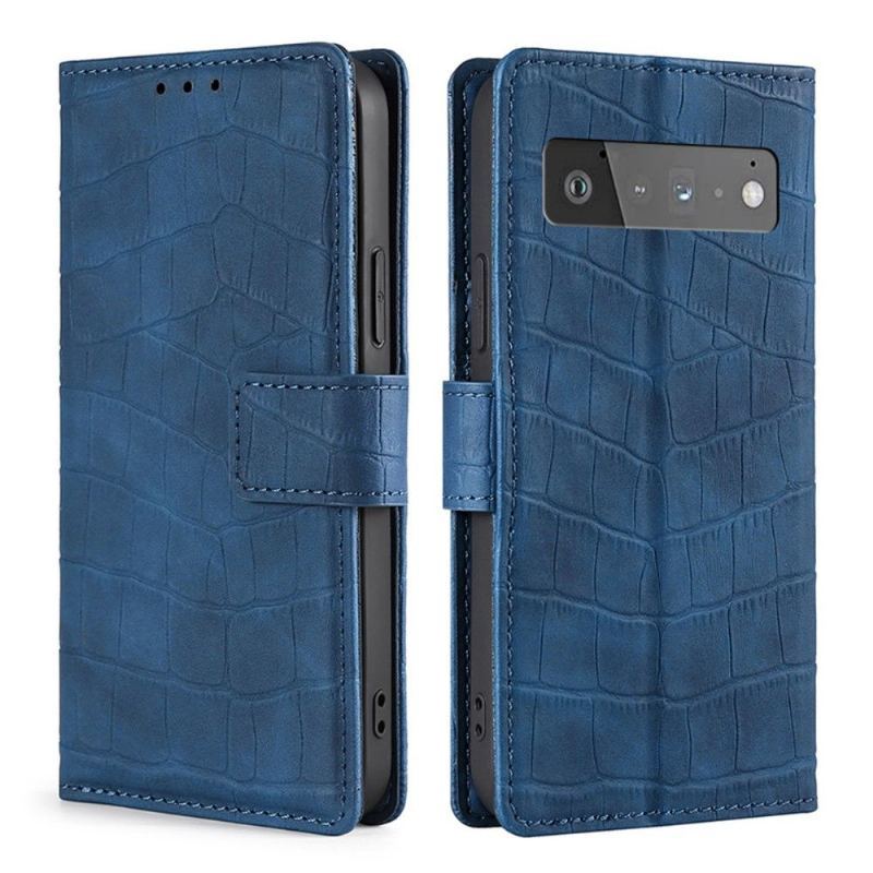 Skórzany Futerał do Google Pixel 6 Pro Anti-fall Anafaux Crocodile Leather