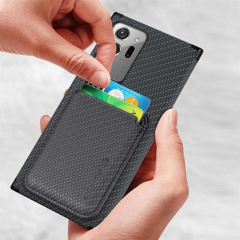 Etui do Samsung Galaxy Note 20 Ultra Uchwyt Na Karty Magnetyczne Z Włókna Węglowego