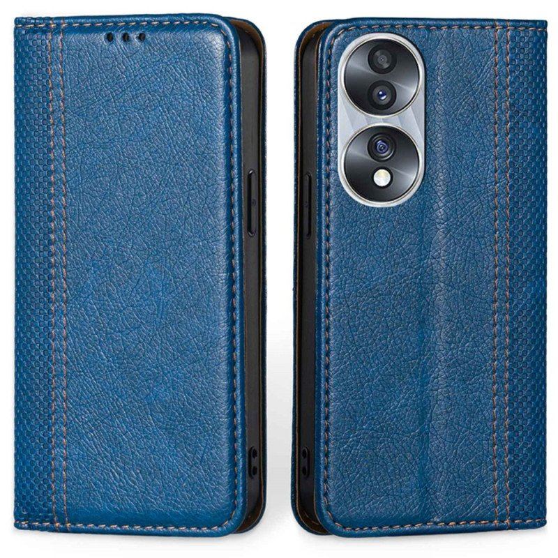 Etui Na Telefon do Honor 70 Etui Folio Skórzane Szwy Liczi