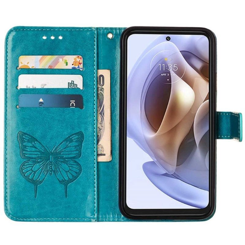 Etui Folio do Motorola Moto G31 / Moto G41 Butterfly Flower Posiadacz Karty