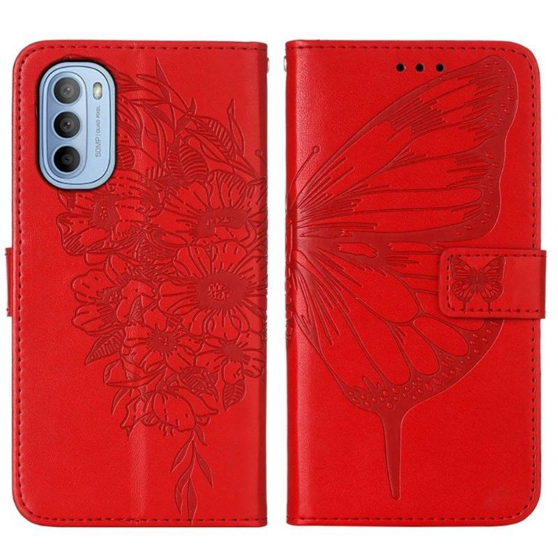 Etui Folio do Motorola Moto G31 / Moto G41 Butterfly Flower Posiadacz Karty