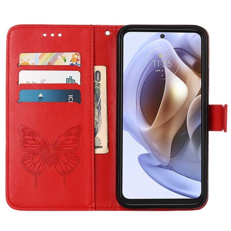 Etui Folio do Motorola Moto G31 / Moto G41 Butterfly Flower Posiadacz Karty