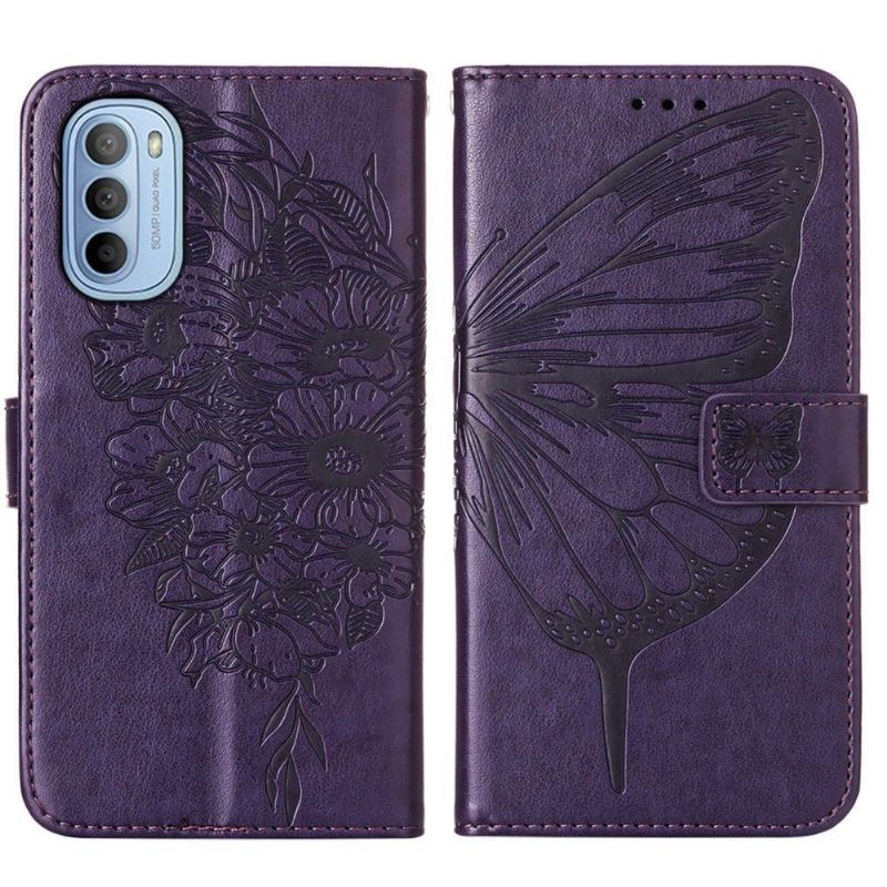 Etui Folio do Motorola Moto G31 / Moto G41 Butterfly Flower Posiadacz Karty