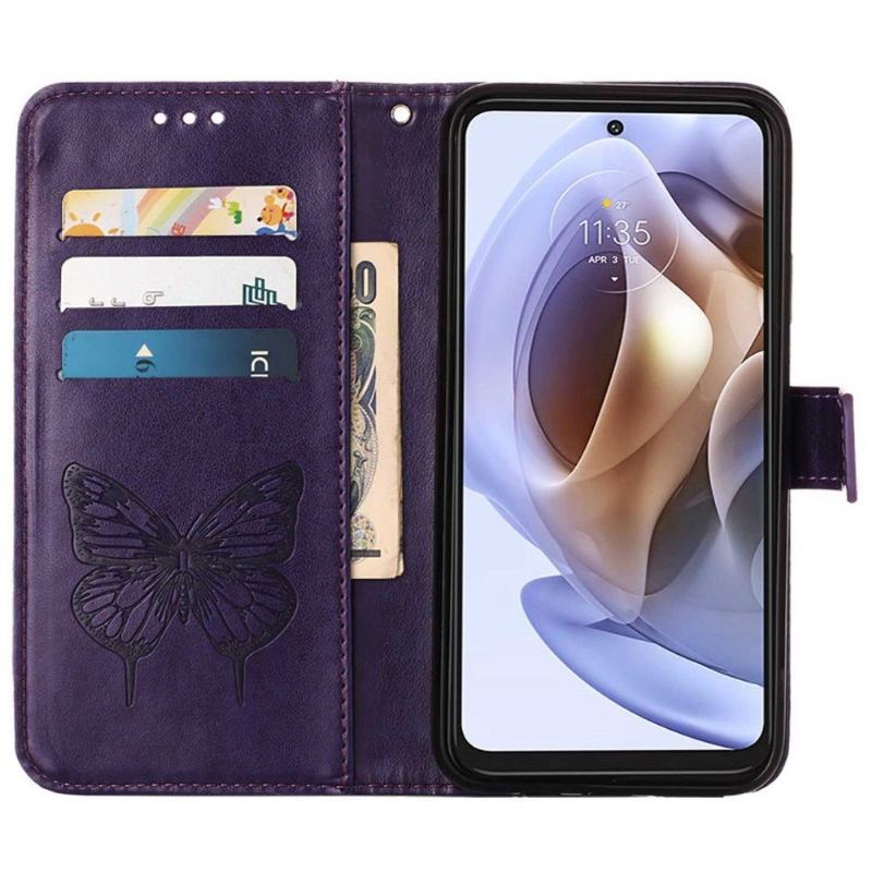 Etui Folio do Motorola Moto G31 / Moto G41 Butterfly Flower Posiadacz Karty