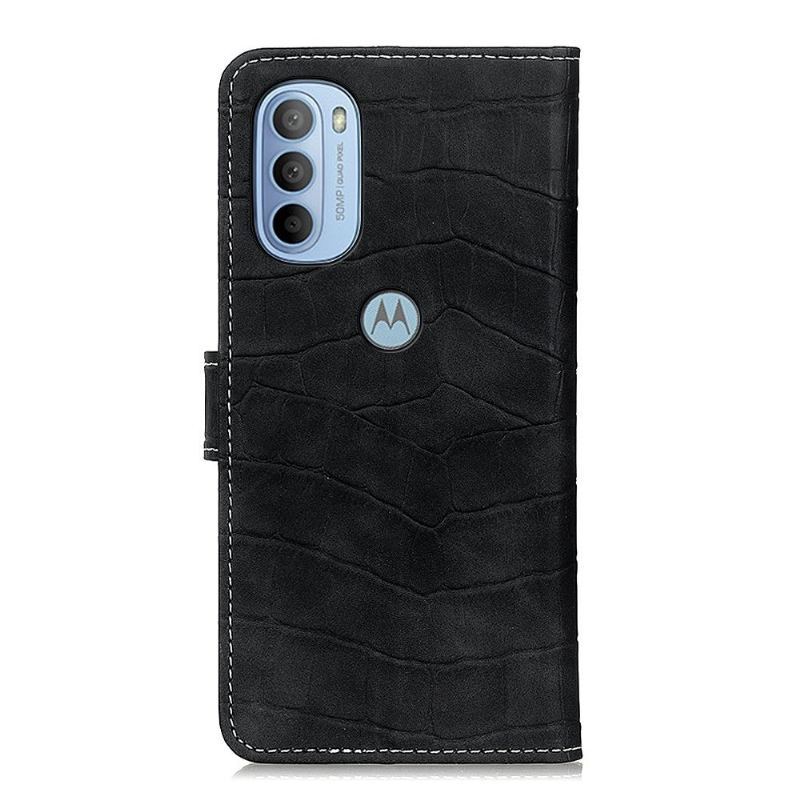 Etui Folio do Motorola Moto G31 / Moto G41 Croco Look Stitching