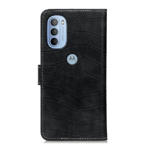 Etui Folio do Motorola Moto G31 / Moto G41 Croco Look Stitching