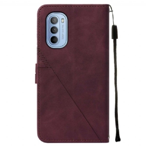 Etui Folio do Motorola Moto G31 / Moto G41 Obrzeża Skórzany Efekt Geometryczny Wzór