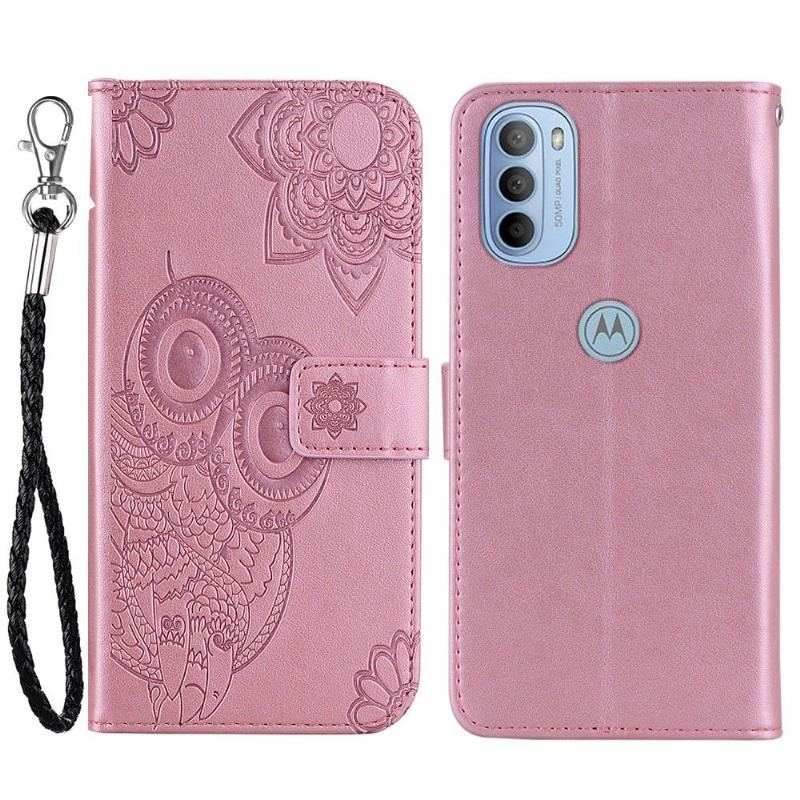 Etui Folio do Motorola Moto G31 / Moto G41 Wytłaczana Sowa