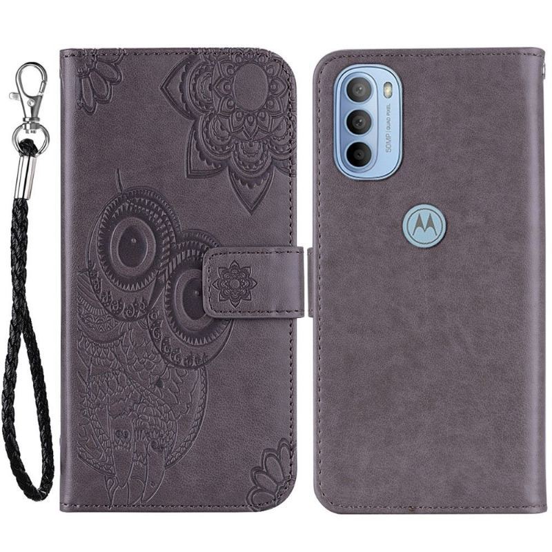 Etui Folio do Motorola Moto G31 / Moto G41 Wytłaczana Sowa