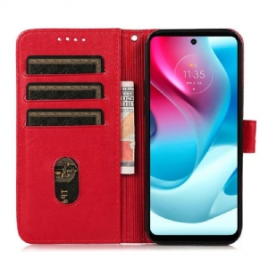 Skórzany Futerał do Motorola Moto G31 / Moto G41 Etui Folio Rabat Grid