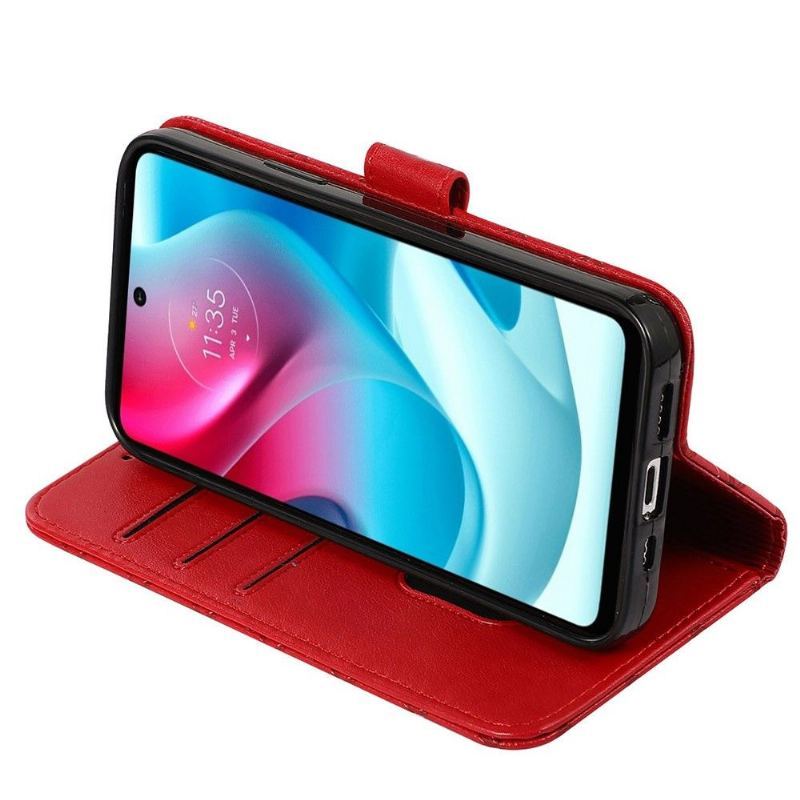 Skórzany Futerał do Motorola Moto G31 / Moto G41 Etui Folio Rabat Grid