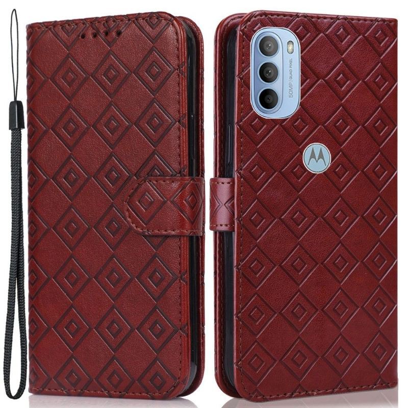 Skórzany Futerał do Motorola Moto G31 / Moto G41 Etui Folio Rabat Grid