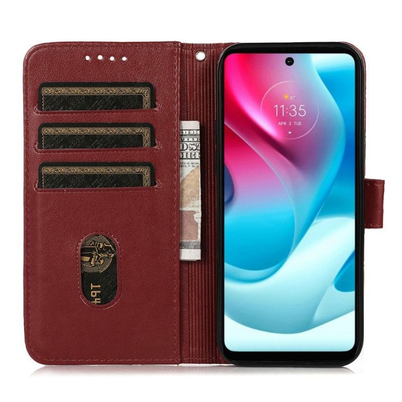 Skórzany Futerał do Motorola Moto G31 / Moto G41 Etui Folio Rabat Grid