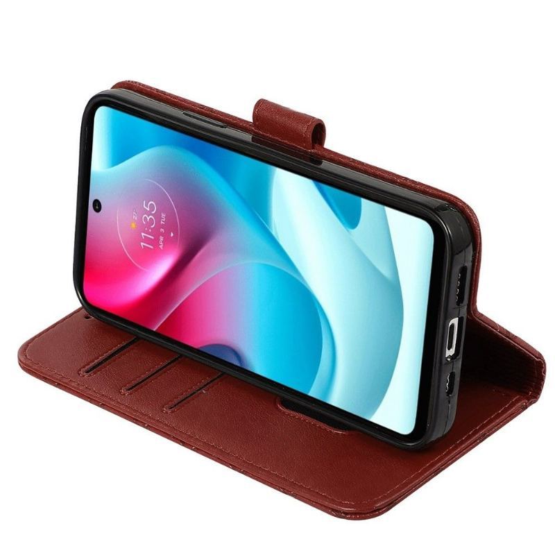 Skórzany Futerał do Motorola Moto G31 / Moto G41 Etui Folio Rabat Grid