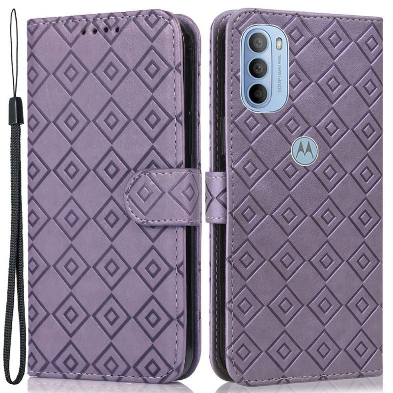 Skórzany Futerał do Motorola Moto G31 / Moto G41 Etui Folio Rabat Grid