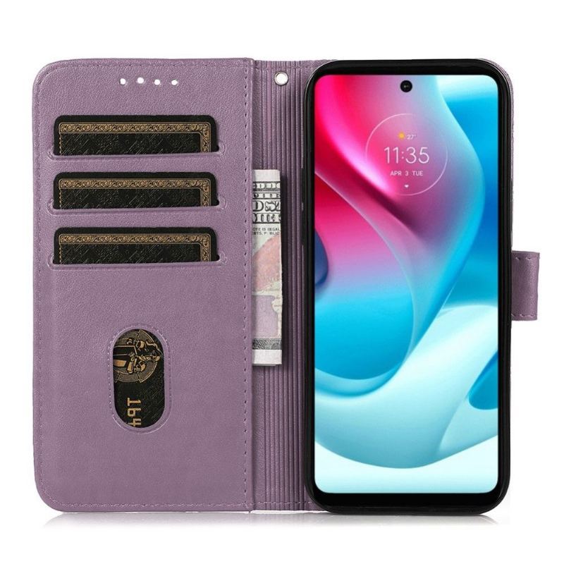 Skórzany Futerał do Motorola Moto G31 / Moto G41 Etui Folio Rabat Grid