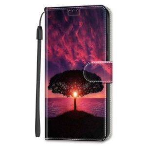 Etui Folio Do Samsung Galaxy S24 Ultra 5g CZarne Drzewo I Pasek Zachodzącego Słońca