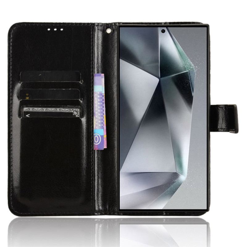 Etui Folio Samsung Galaxy S24 Ultra 5g Błyszcząca Sztuczna Skóra Z Paskiem Etui Ochronne