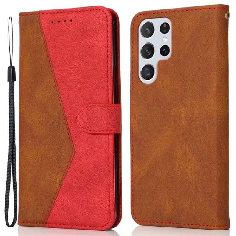 Etui Folio Samsung Galaxy S24 Ultra 5g Dwukolorowy Z Paskiem