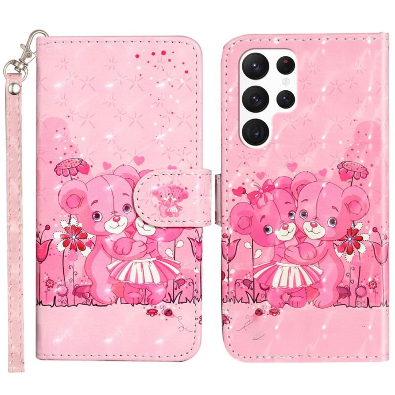 Etui Folio Samsung Galaxy S24 Ultra 5g Misie Na Smyczy Etui Ochronne