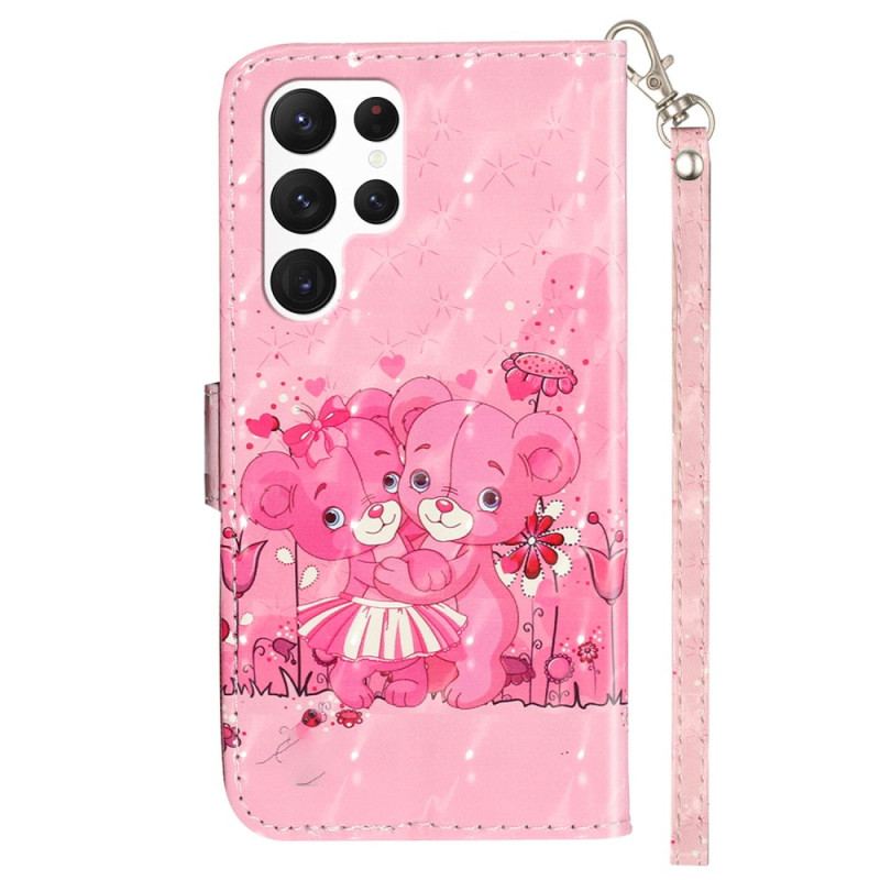 Etui Folio Samsung Galaxy S24 Ultra 5g Misie Na Smyczy Etui Ochronne