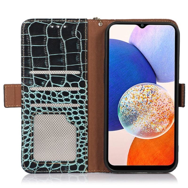 Etui Folio Samsung Galaxy S24 Ultra 5g Styl Krokodyla Z Technologią Blokowania Rfid Etui Ochronne