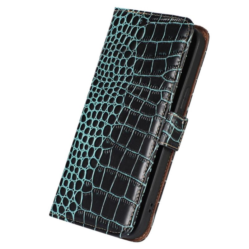 Etui Folio Samsung Galaxy S24 Ultra 5g Styl Krokodyla Z Technologią Blokowania Rfid Etui Ochronne