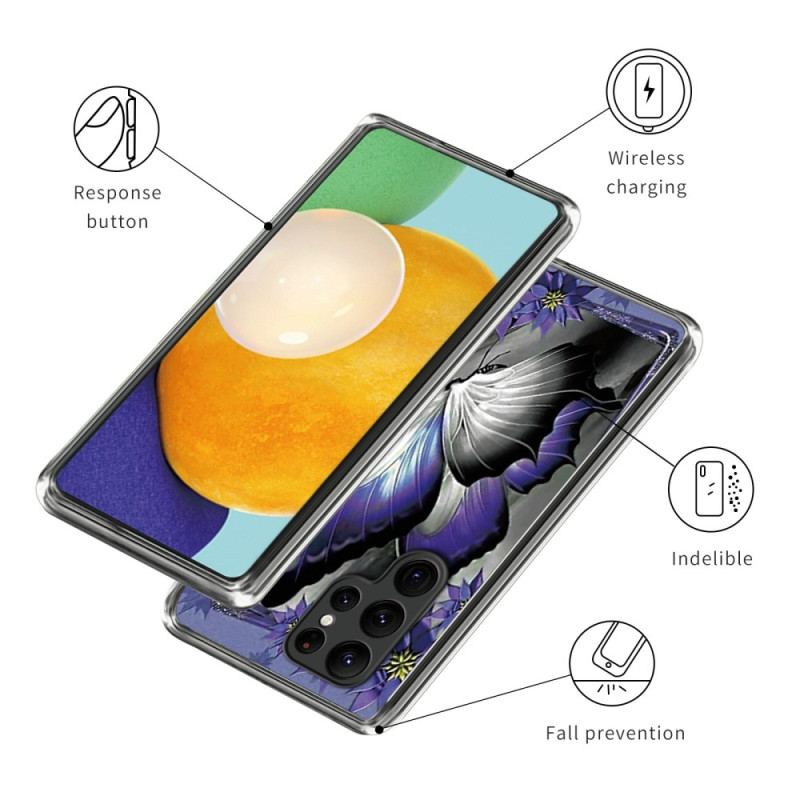 Futerały Samsung Galaxy S24 Ultra 5g Etui Na Telefon Fioletowy Motyl