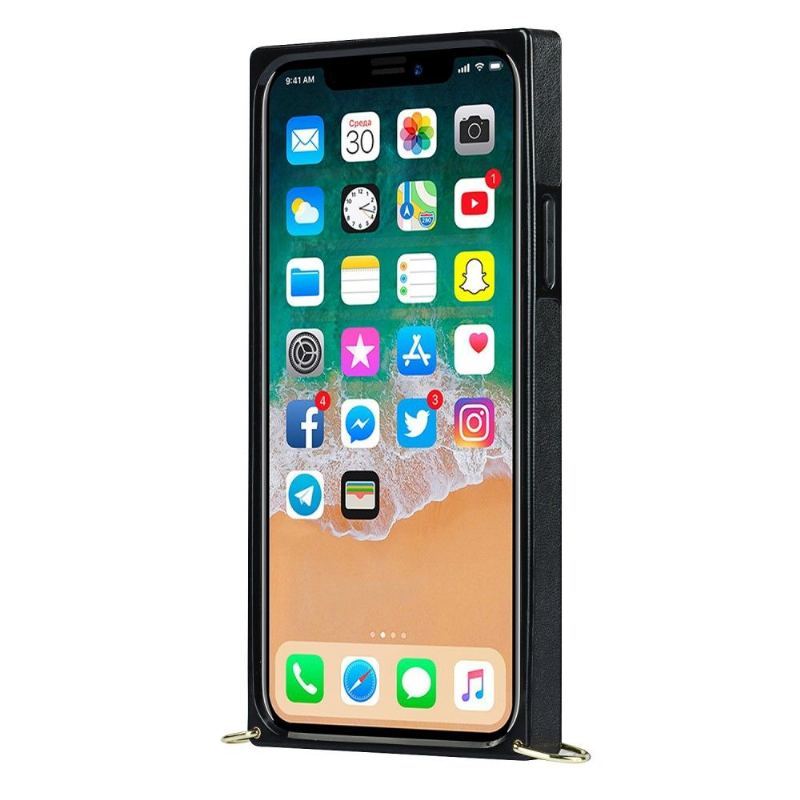 Etui do iPhone 12 Pro Max Pikowany Efekt Skóry I Sznurek