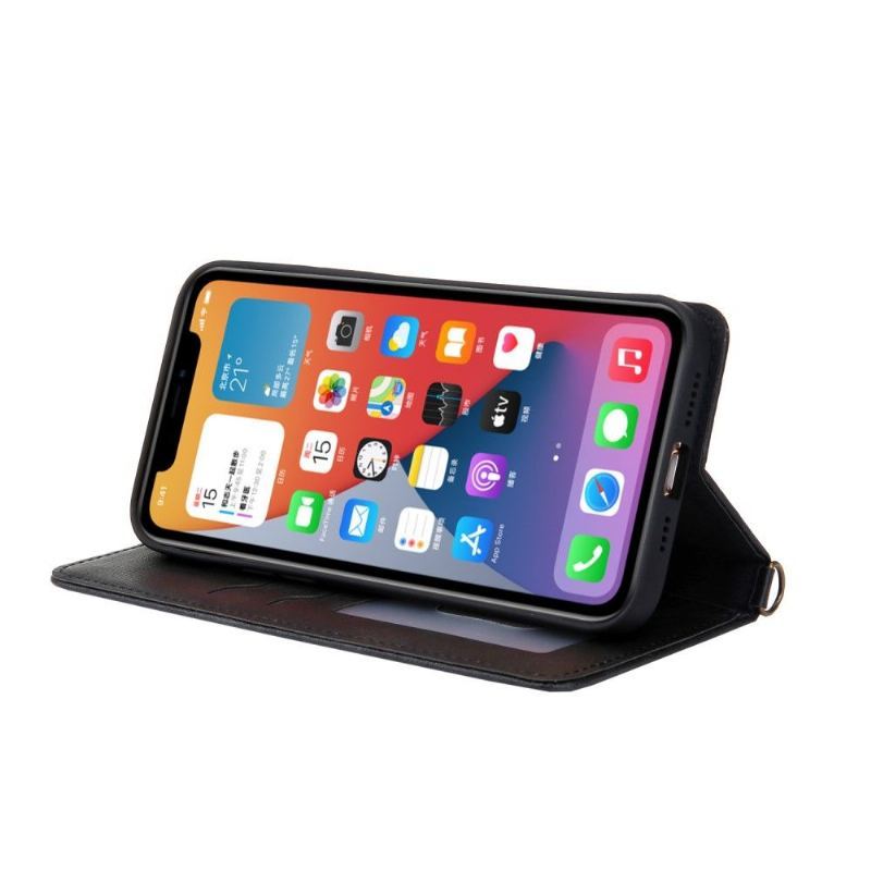 Etui Folio do iPhone 12 Pro Max Płótno Ze Sztucznej Skóry