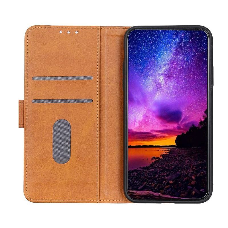 Etui Folio do iPhone 12 Pro Max Szwy Z Efektem Skóry Ziarnistej - Czarne