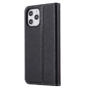 Etui Folio do iPhone 12 Pro Max Teksturowana Skóra Ziarnista