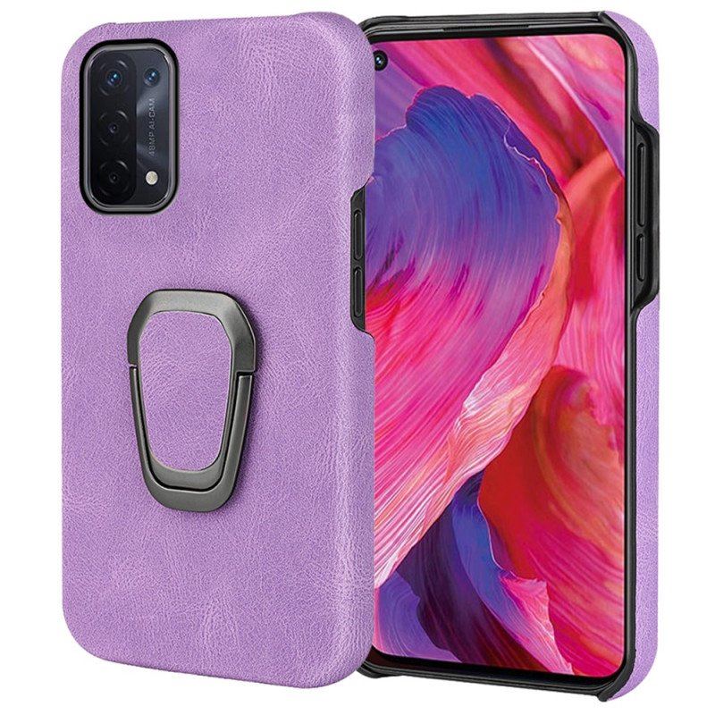 Etui do Oppo A54 5G / A74 5G Uchwyt Na Pierścionek Z Efektem Skóry