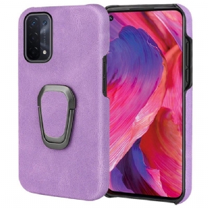 Etui do Oppo A54 5G / A74 5G Uchwyt Na Pierścionek Z Efektem Skóry