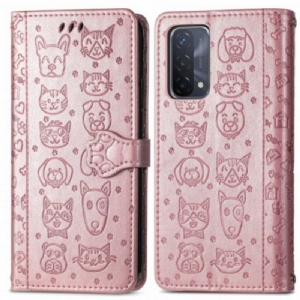 Etui Folio do Oppo A54 5G / A74 5G Animowane Zwierzęta