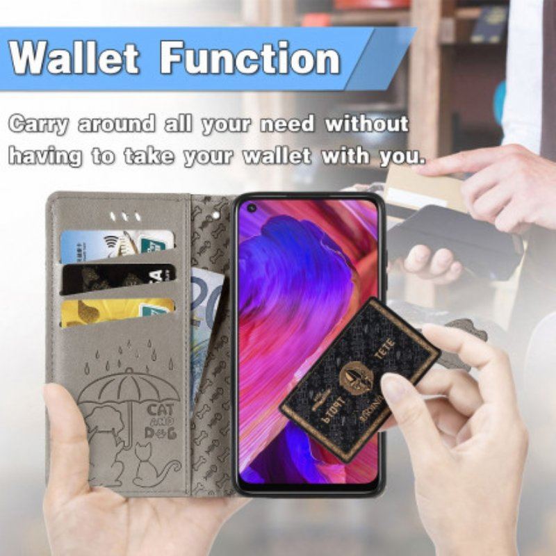 Etui Folio do Oppo A54 5G / A74 5G Animowane Zwierzęta